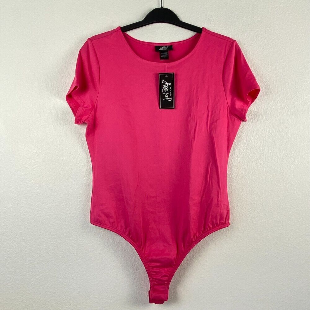 Just Polly Women's Crew Neck Bodysuit Leotard Short Sleeve Top 1X